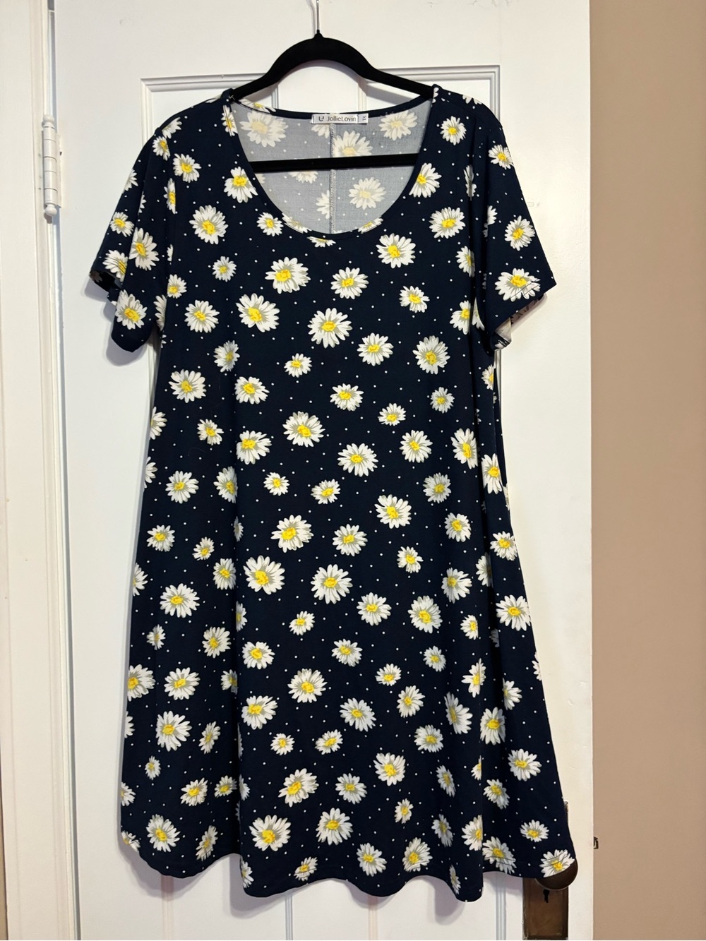 Women's Navy Daisy Print Skirt - Floral A-Line